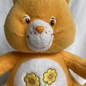 2003 Vintage Plush Friend Care Bear Orange Peach Yellow Flowers Stuffed Animal